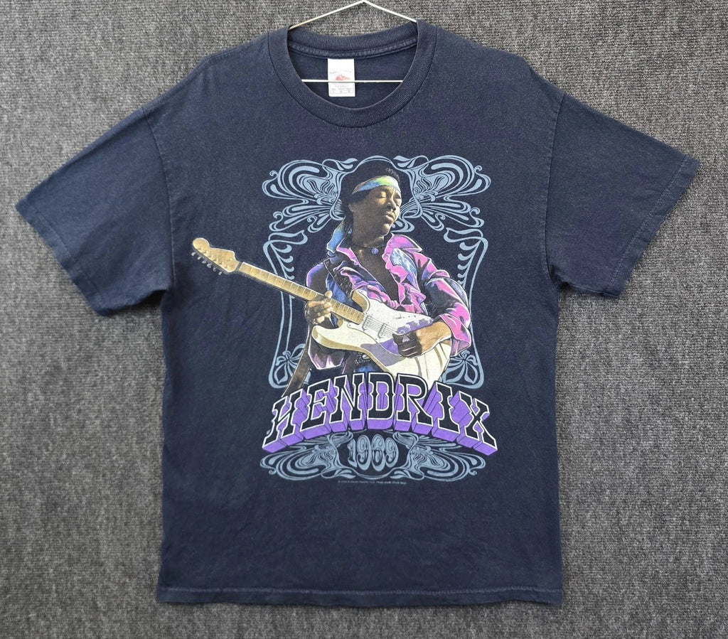 Jimi Hendrix 1969 T-Shirt Mens Size L Blue Tennessee River 2008 Band Tee Guitar Unisex T-shirt, Sweatshirt, Hoodie, Long Sleeve Tee - T-Shirt, Sweatshirt, Hoodie