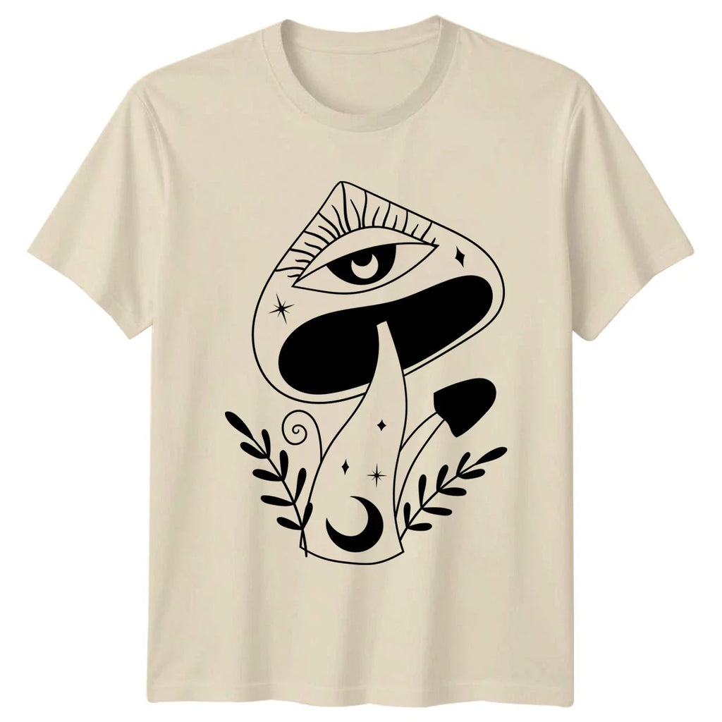 Mystical Mushroom Eye Moon Stars T-Shirt Boho Aesthetic Nature Spirituality Unisex T-shirt, Sweatshirt, Hoodie, Long Sleeve Tee - T-Shirt, Sweatshirt, Hoodie