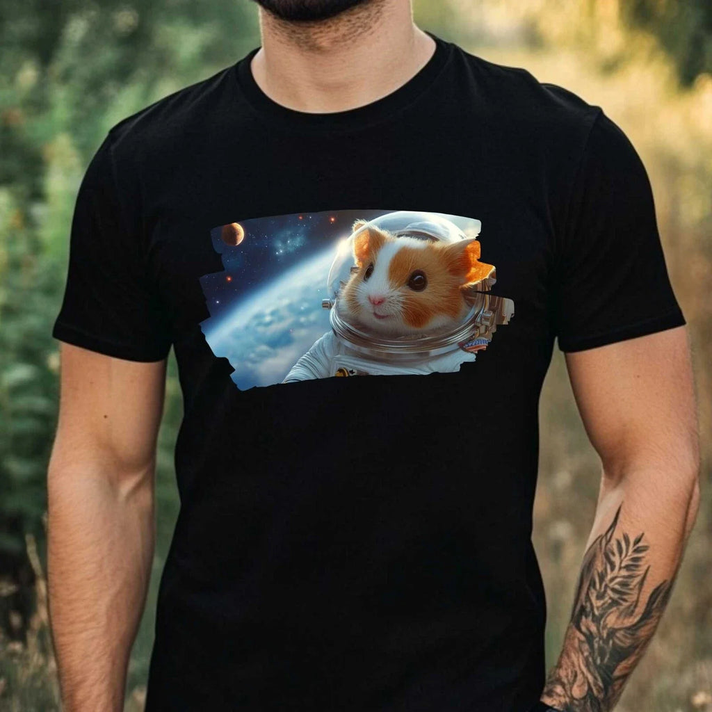 Mens Hamster as Astronaut Motif Cotton T-Shirt Size XS to 5XL Unisex T-shirt, Sweatshirt, Hoodie, Long Sleeve Tee - T-Shirt, Sweatshirt, Hoodie