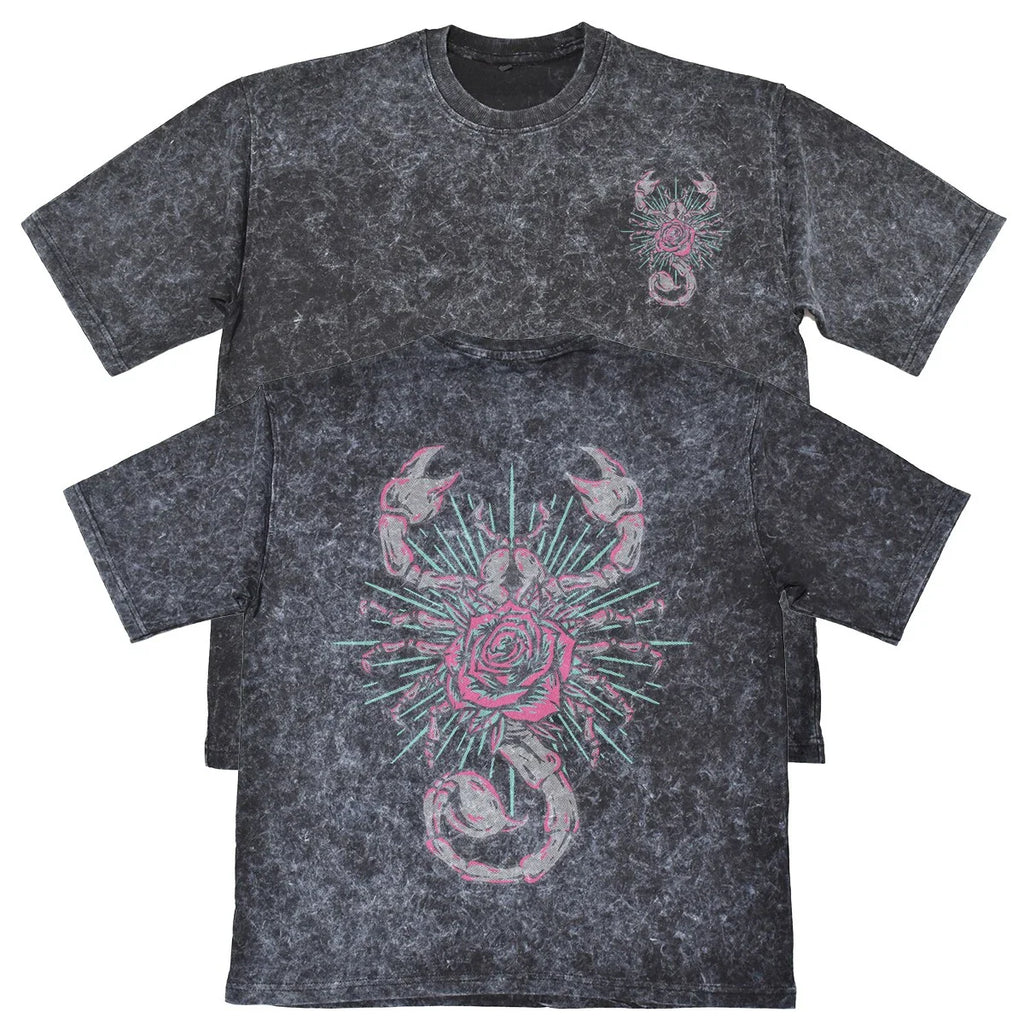Scorpion Rose Tattoo Womens Carbon Grey French Terry Tee Zodiac Gift For Her Unisex T-shirt, Sweatshirt, Hoodie, Long Sleeve Tee - T-Shirt, Sweatshirt, Hoodie