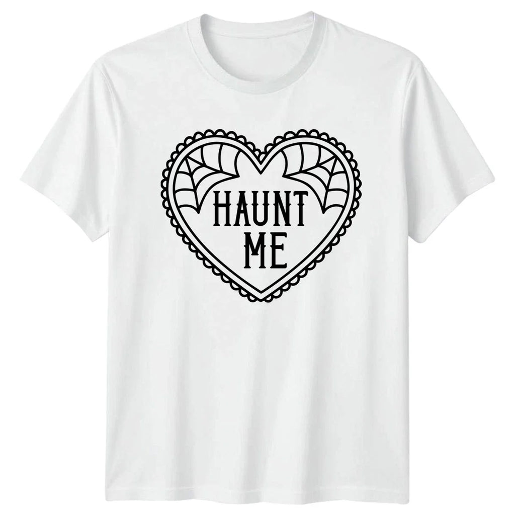 Haunt Me Halloween Heart Spider Web Mens T-Shirt Womens Tee Graphic Unisex Top Unisex T-shirt, Sweatshirt, Hoodie, Long Sleeve Tee - T-Shirt, Sweatshirt, Hoodie