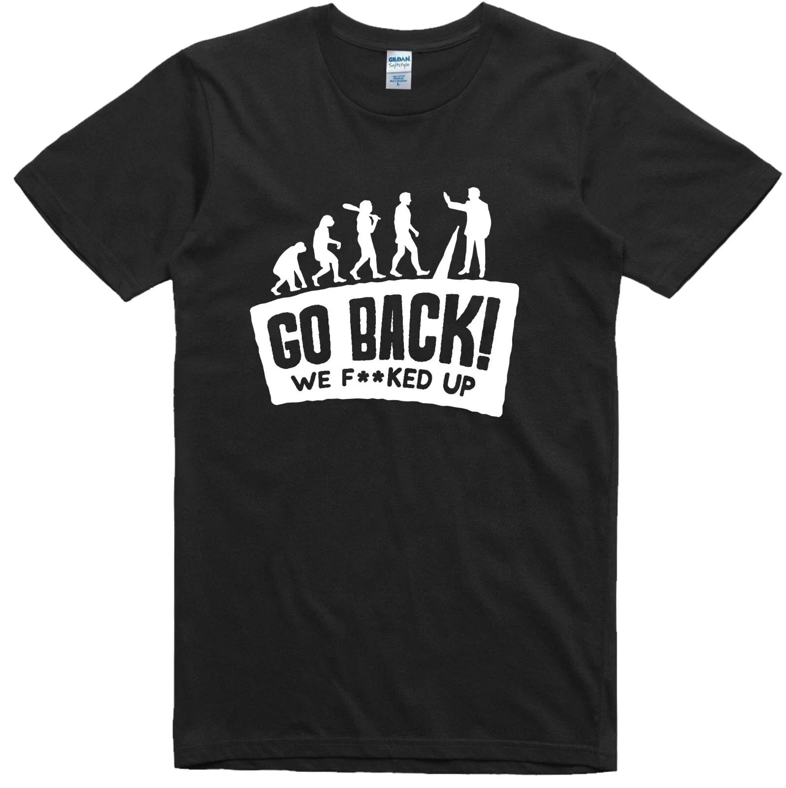 Mens Funny T Shirt Evolution Go Back Design Regular Fit 100% Cotton Tee Unisex T-shirt, Sweatshirt, Hoodie, Long Sleeve Tee - T-Shirt, Sweatshirt, Hoodie