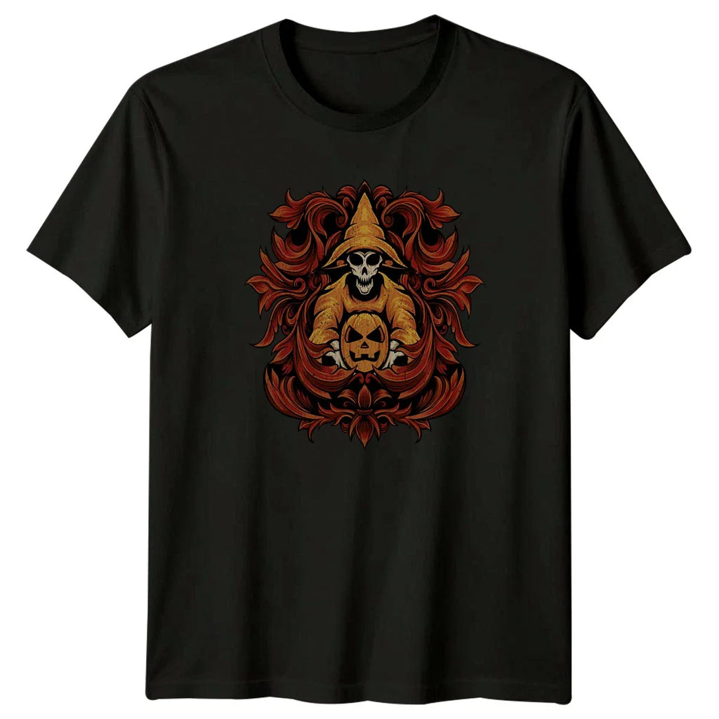 Wizard Skull Pumpkin Ornate Design T-Shirt Gothic Spooky Halloween Gift Unisex T-shirt, Sweatshirt, Hoodie, Long Sleeve Tee - T-Shirt, Sweatshirt, Hoodie