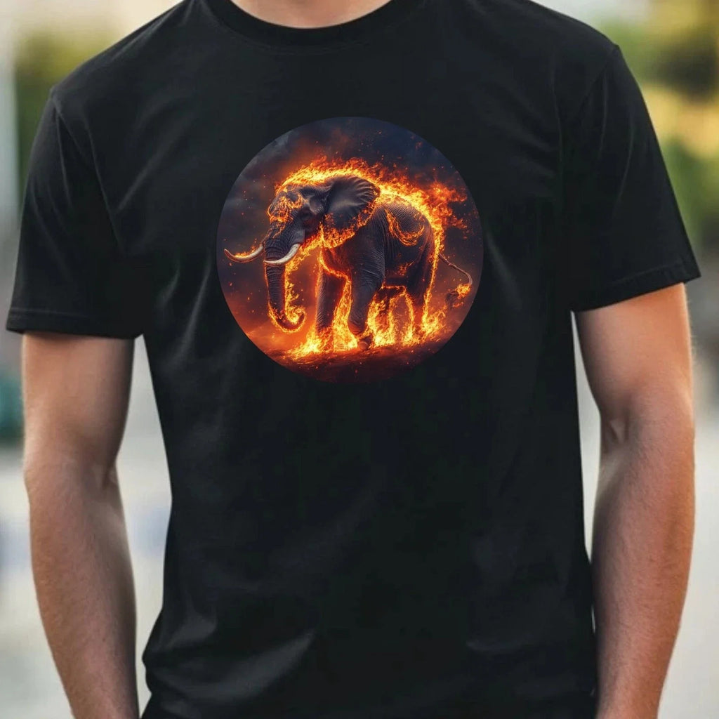 Mens Elephant on Fire Motif Cotton T-Shirt Size XS to 5XL Unisex T-shirt, Sweatshirt, Hoodie, Long Sleeve Tee - T-Shirt, Sweatshirt, Hoodie