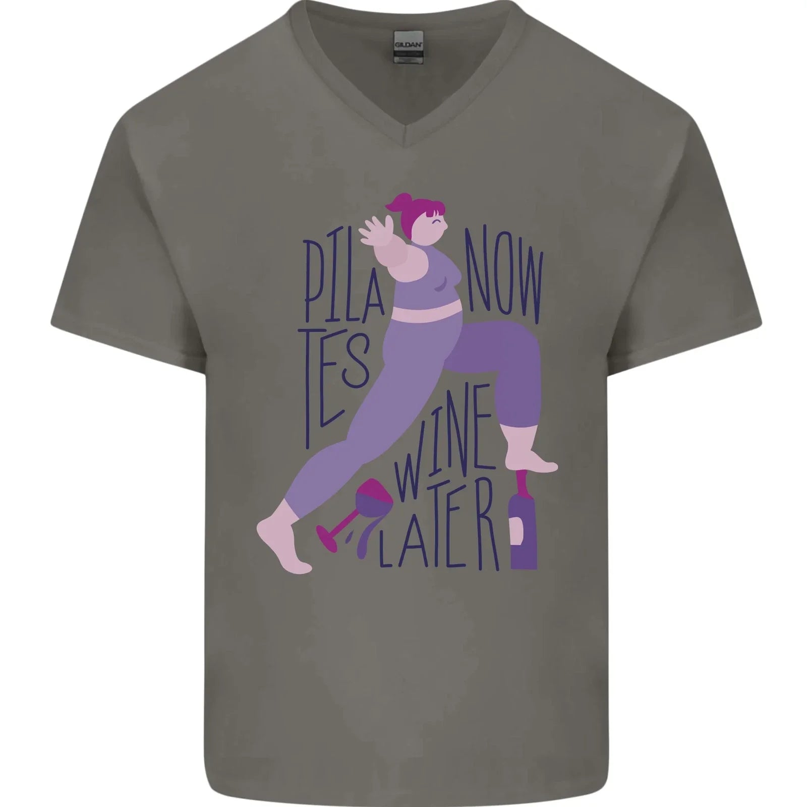 Yoga Pilates Now Wine Later Funny Alcohol Mens V-Neck Cotton T-Shirt Unisex T-shirt, Sweatshirt, Hoodie, Long Sleeve Tee - T-Shirt, Sweatshirt, Hoodie
