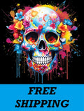T-SHIRT-NEON FLORAL SUGAR SKULL Unisex T-shirt, Sweatshirt, Hoodie, Long Sleeve Tee - T-Shirt, Sweatshirt, Hoodie