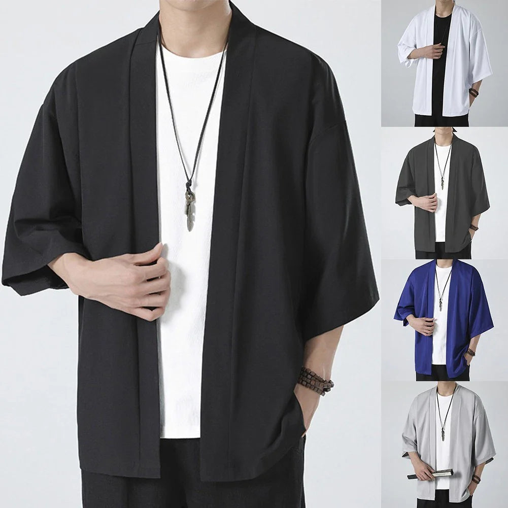 Trendy Loose Fit Men's Kimono Top Shirt Robe Coat Open Front Cardigan Yukata Unisex T-shirt, Sweatshirt, Hoodie, Long Sleeve Tee - T-Shirt, Sweatshirt, Hoodie