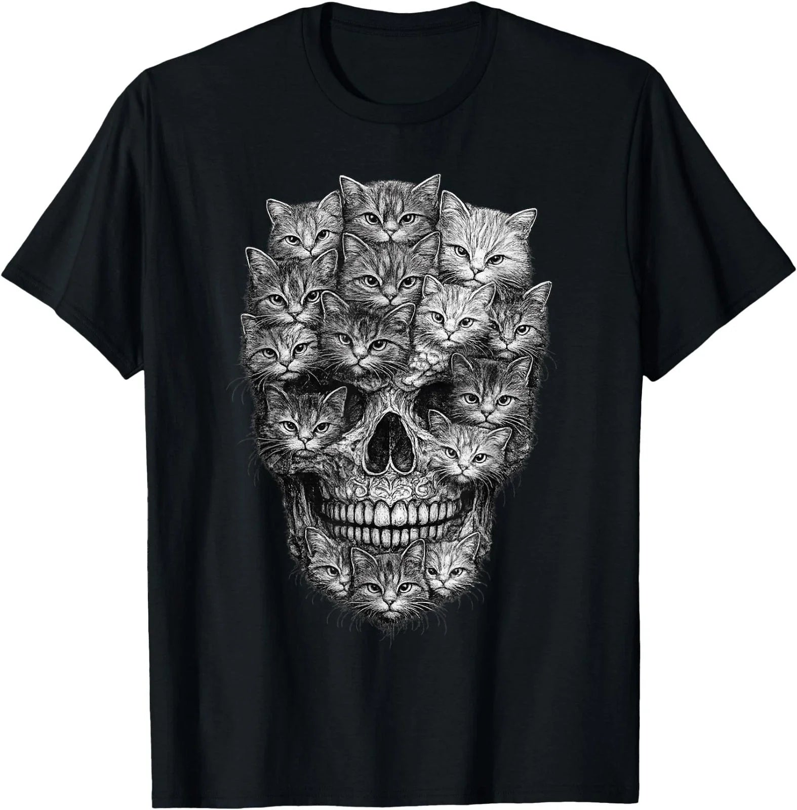 Cat Skull Made of Cats Gothic Kitty Skeleton Dark Aesthetic T-Shirt Unisex T-shirt, Sweatshirt, Hoodie, Long Sleeve Tee - T-Shirt, Sweatshirt, Hoodie