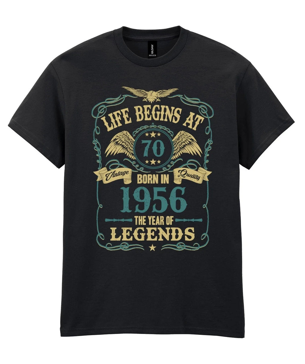 Life Begins at 70 T-Shirt Mens Funny Born In 1956 70th Birthday Gift Dad Grandad Unisex T-shirt, Sweatshirt, Hoodie, Long Sleeve Tee - T-Shirt, Sweatshirt, Hoodie
