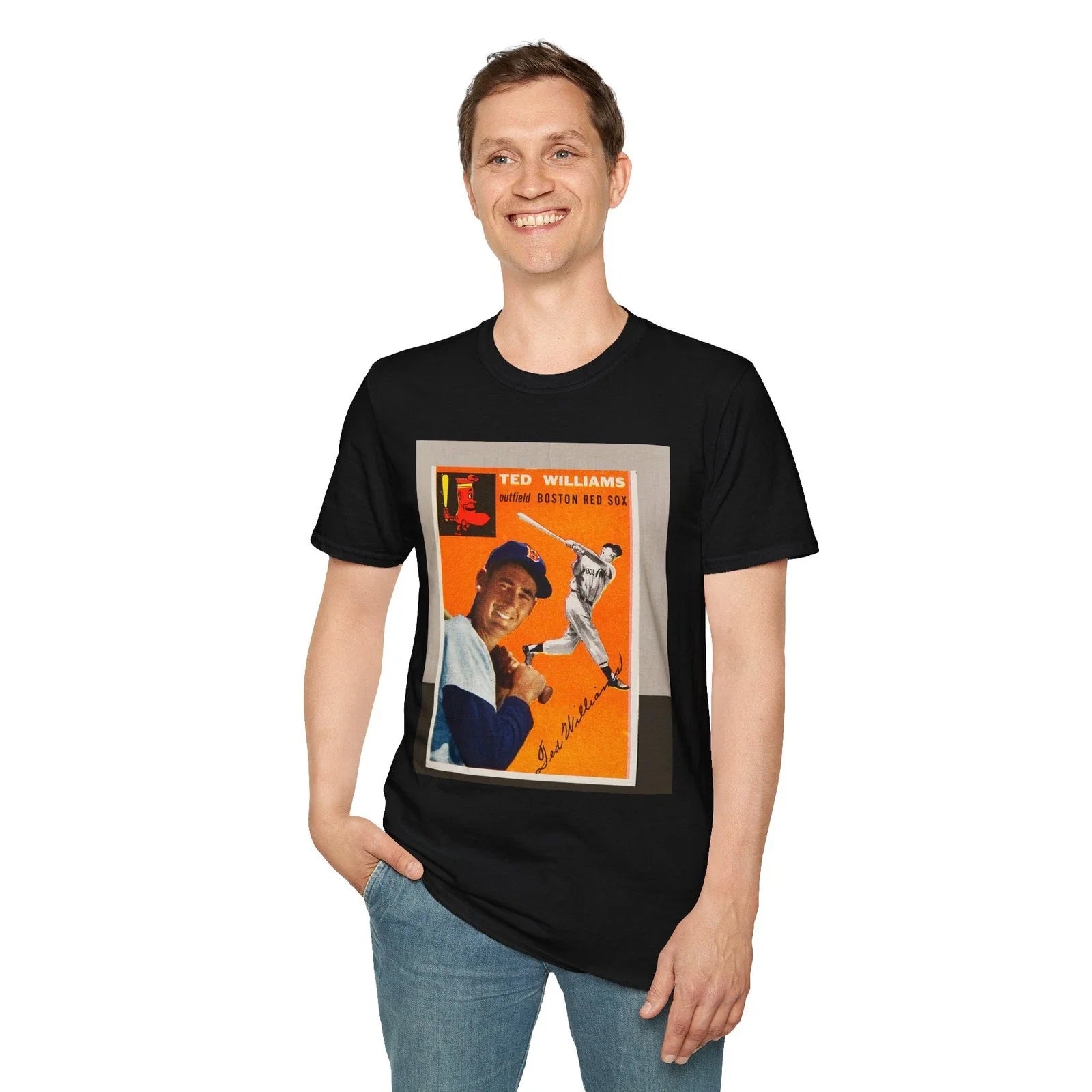 Ted Williams Red Sox Baseball Card  Photo Art  T Shirt, Unisex Sports Unisex T-shirt, Sweatshirt, Hoodie, Long Sleeve Tee - T-Shirt, Sweatshirt, Hoodie