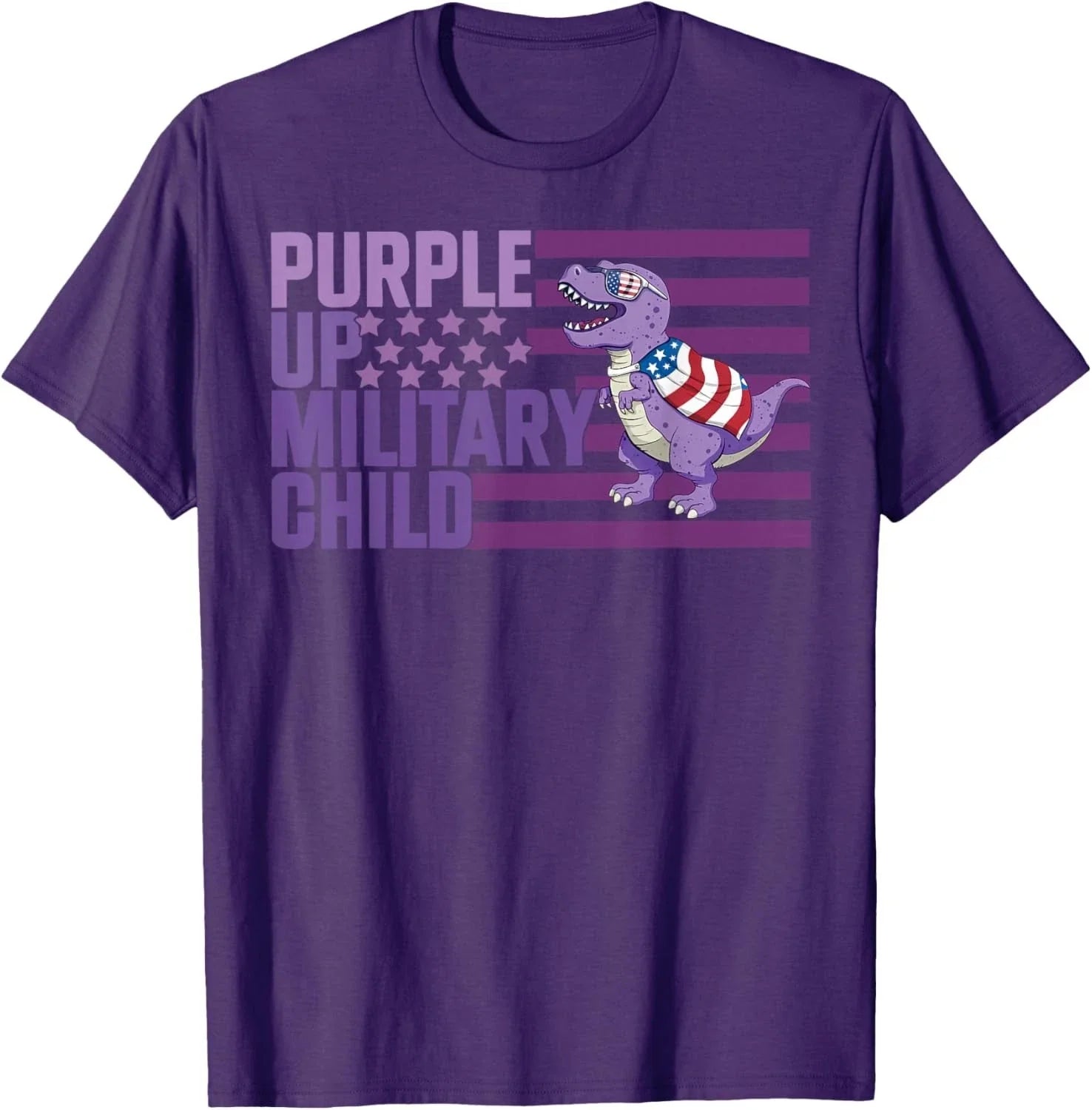 Purple Up for Military Kids Military Child Month Dinosaur Gift Unisex T-Shirt Unisex T-shirt, Sweatshirt, Hoodie, Long Sleeve Tee - T-Shirt, Sweatshirt, Hoodie