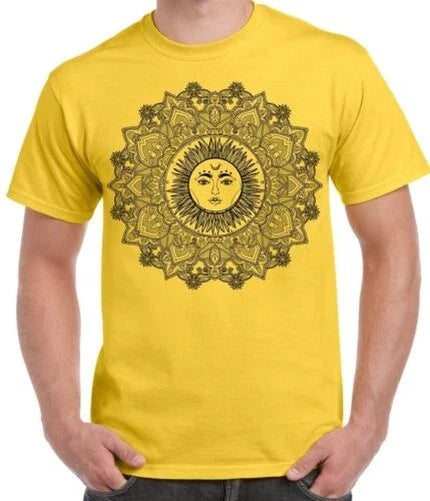 Soleil Mandala Hippie Tatouage Grand Imprim Homme T-Shirt Unisex T-shirt, Sweatshirt, Hoodie, Long Sleeve Tee - T-Shirt, Sweatshirt, Hoodie