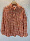 For Good women LG button oversized lagenlook long sleeve shirt orange plaid Unisex T-shirt, Sweatshirt, Hoodie, Long Sleeve Tee - T-Shirt, Sweatshirt, Hoodie