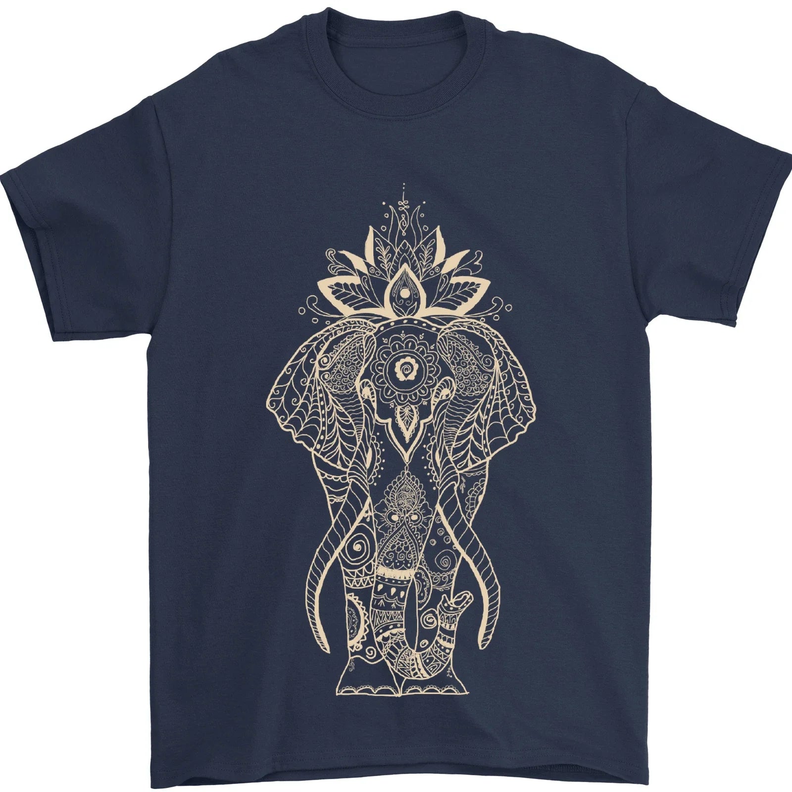 Gold Mandala Art Elephant Mens T-Shirt 100% Cotton Unisex T-shirt, Sweatshirt, Hoodie, Long Sleeve Tee - T-Shirt, Sweatshirt, Hoodie