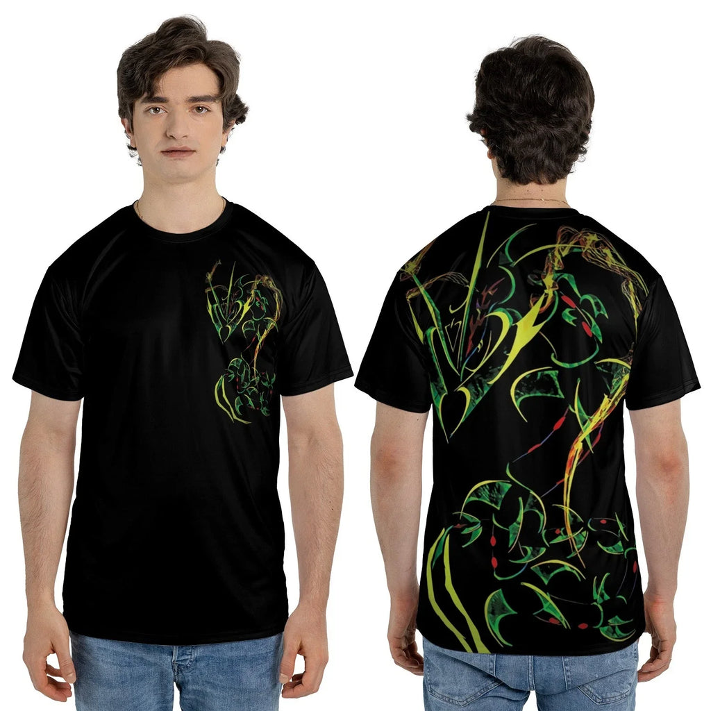 Rayquaza Pkm T-Shirt Abstract Tribal Art Style Graphic Tee Black Mens S-5XL Unisex T-shirt, Sweatshirt, Hoodie, Long Sleeve Tee - T-Shirt, Sweatshirt, Hoodie