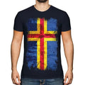 Aland Grunge Flag Men's T-Shirt Jersey Unisex T-shirt, Sweatshirt, Hoodie, Long Sleeve Tee - T-Shirt, Sweatshirt, Hoodie