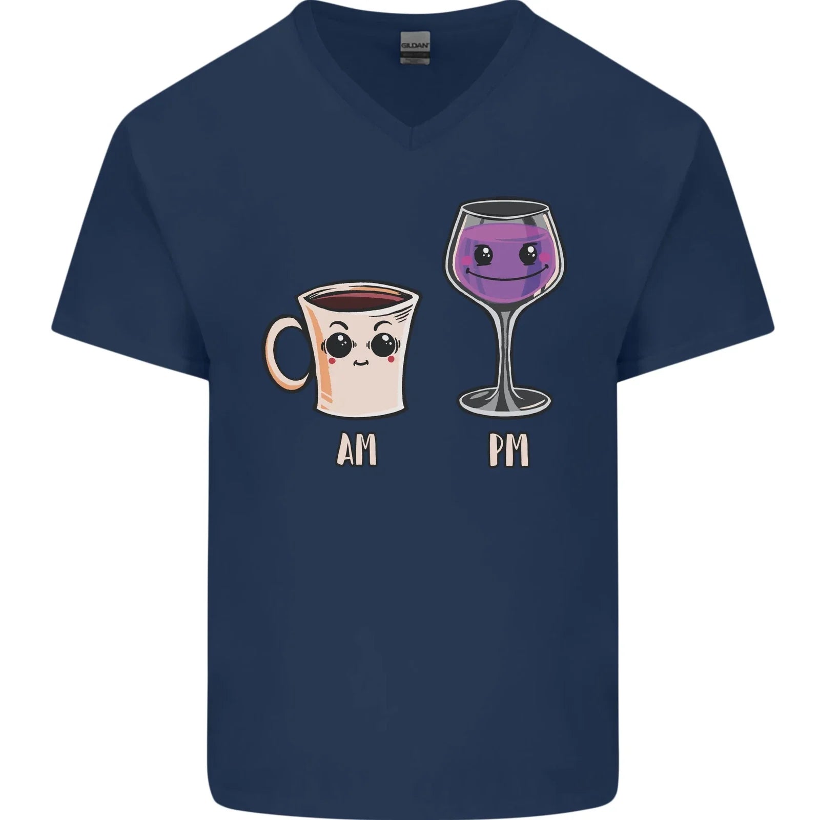 Coffee am Wine pm Funny Alcohol Prosecco Mens V-Neck Cotton T-Shirt Unisex T-shirt, Sweatshirt, Hoodie, Long Sleeve Tee - T-Shirt, Sweatshirt, Hoodie