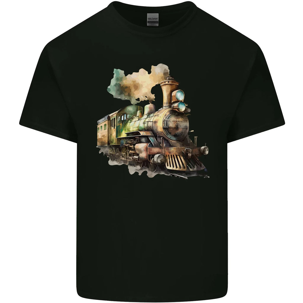 Locomotive Watercolour Trainspotter Trains Mens Cotton T-Shirt Tee Top Unisex T-shirt, Sweatshirt, Hoodie, Long Sleeve Tee - T-Shirt, Sweatshirt, Hoodie
