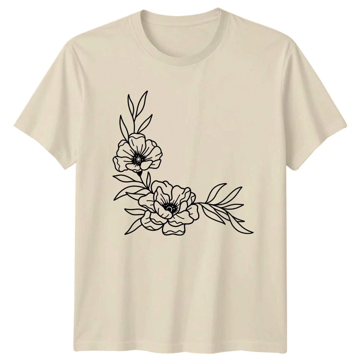Elegant Minimalist Flower Line Art Womens T-Shirt Botanical Outline Floral Unisex T-shirt, Sweatshirt, Hoodie, Long Sleeve Tee - T-Shirt, Sweatshirt, Hoodie