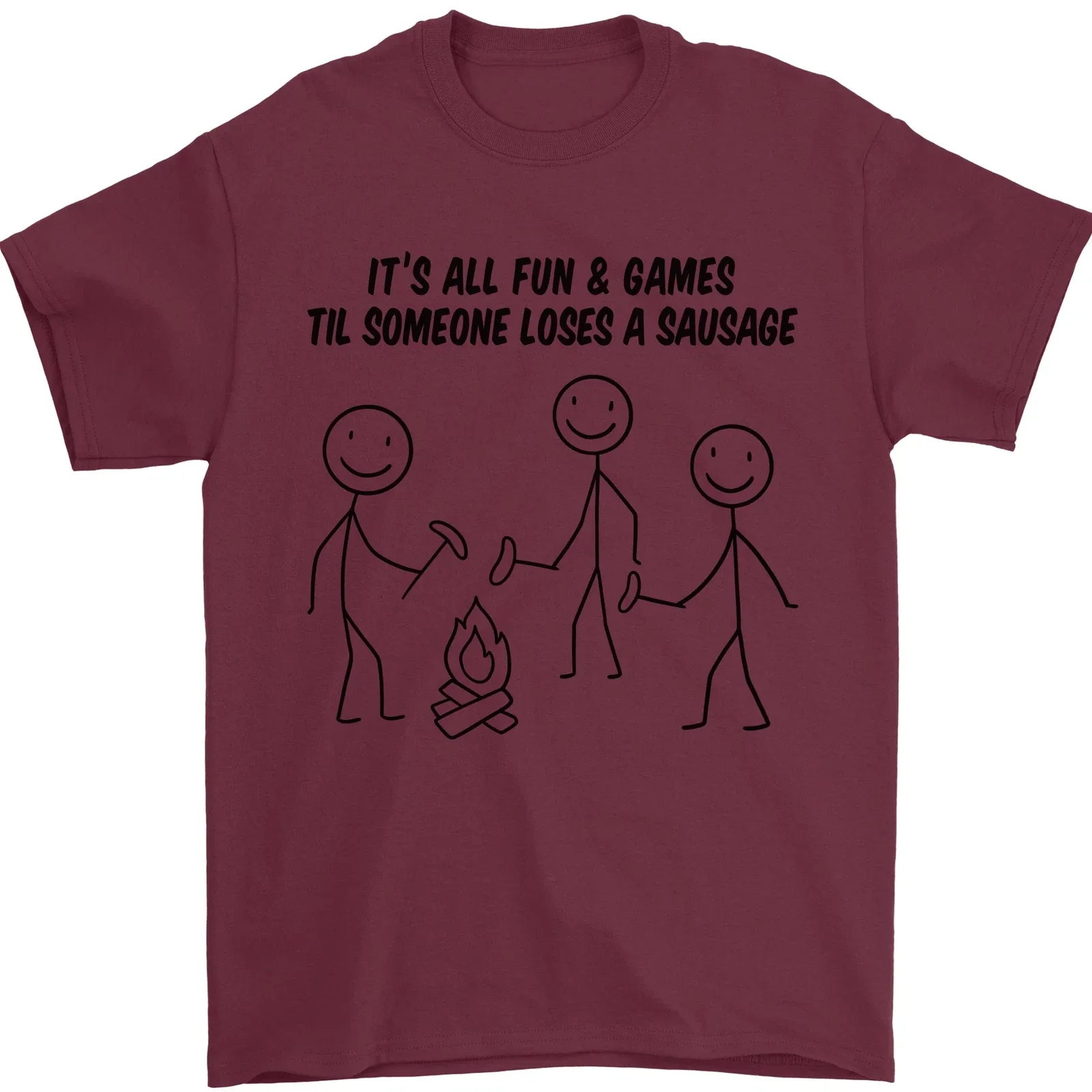 Funny Camping Sausage Mens T-Shirt 100% Cotton Unisex T-shirt, Sweatshirt, Hoodie, Long Sleeve Tee - T-Shirt, Sweatshirt, Hoodie