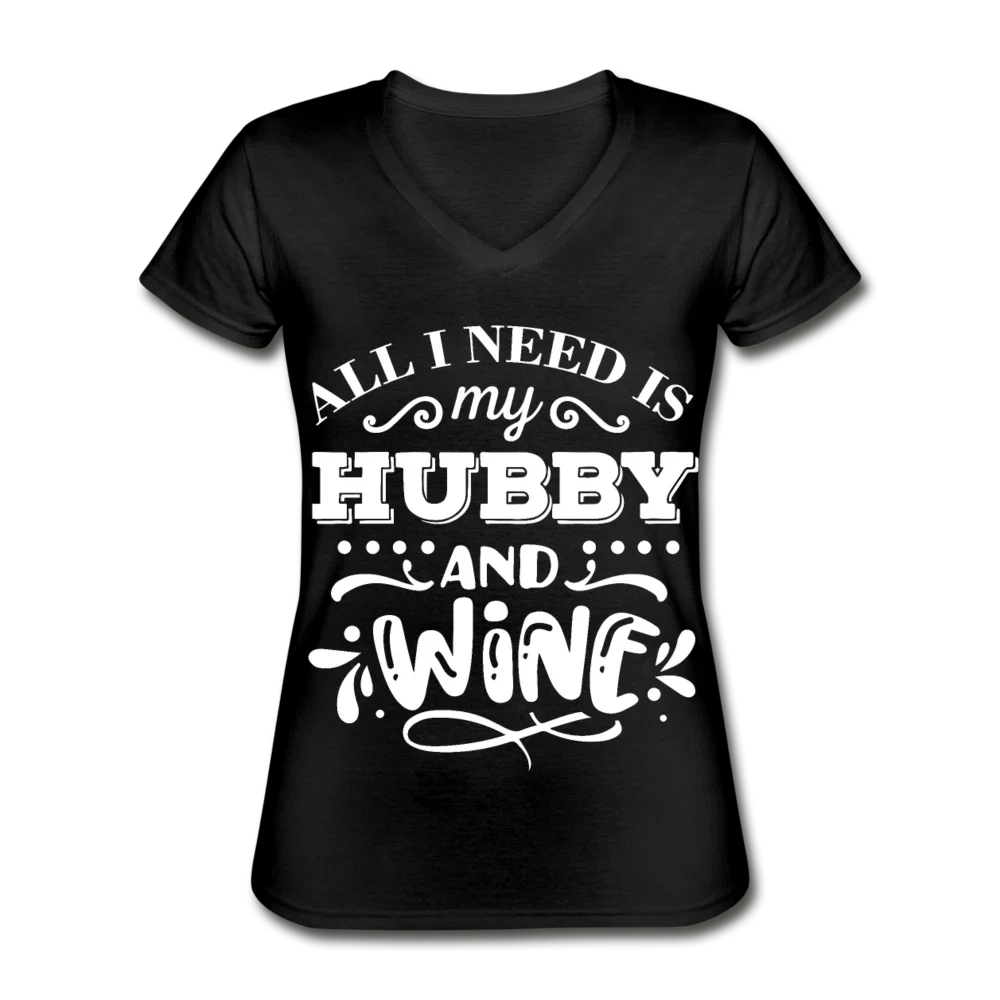 Hubby and Wine Women's V-Neck T-Shirt Unisex T-shirt, Sweatshirt, Hoodie, Long Sleeve Tee - T-Shirt, Sweatshirt, Hoodie