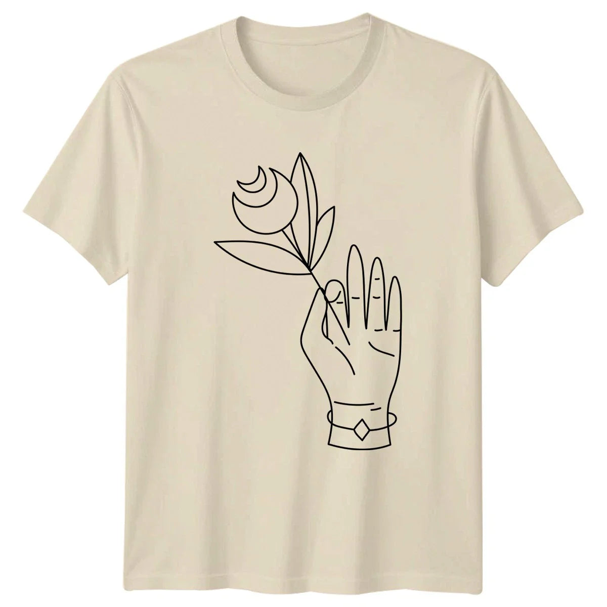 Hand Holding Celestial Flower Design Womens T-Shirt Minimalist Botanical Floral Unisex T-shirt, Sweatshirt, Hoodie, Long Sleeve Tee - T-Shirt, Sweatshirt, Hoodie