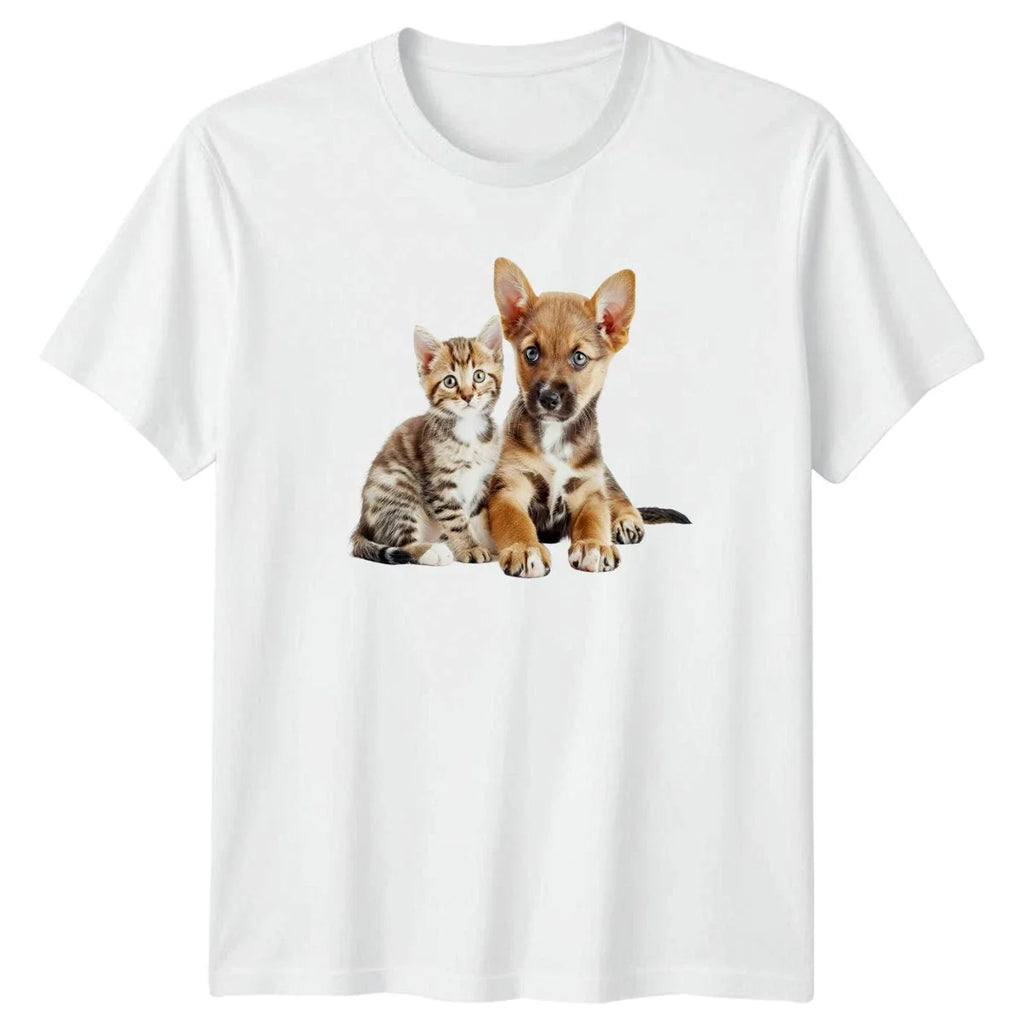 Cute Puppy And Kitten Peeking T-Shirt Kittens Puppies Pets Gift For Him And Her Unisex T-shirt, Sweatshirt, Hoodie, Long Sleeve Tee - T-Shirt, Sweatshirt, Hoodie