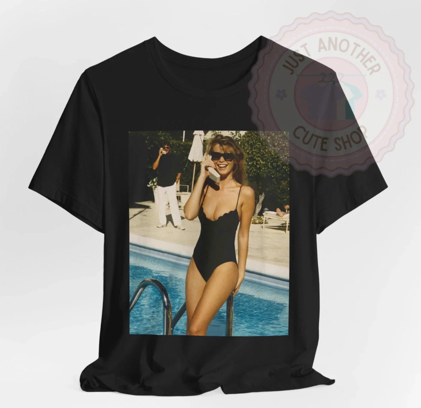 Claudia Schiffer T-Shirt  1989 Palm Beach Colony  Icon 90's Supermodel! Retro! Unisex T-shirt, Sweatshirt, Hoodie, Long Sleeve Tee - T-Shirt, Sweatshirt, Hoodie