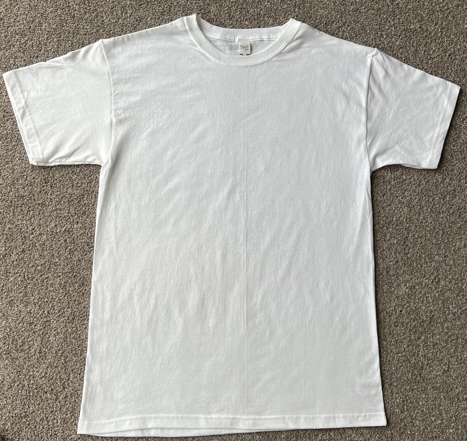 M&O Gold Mens Short Sleeve 100% Cotton White T-shirt Size Medium Unisex T-shirt, Sweatshirt, Hoodie, Long Sleeve Tee - T-Shirt, Sweatshirt, Hoodie