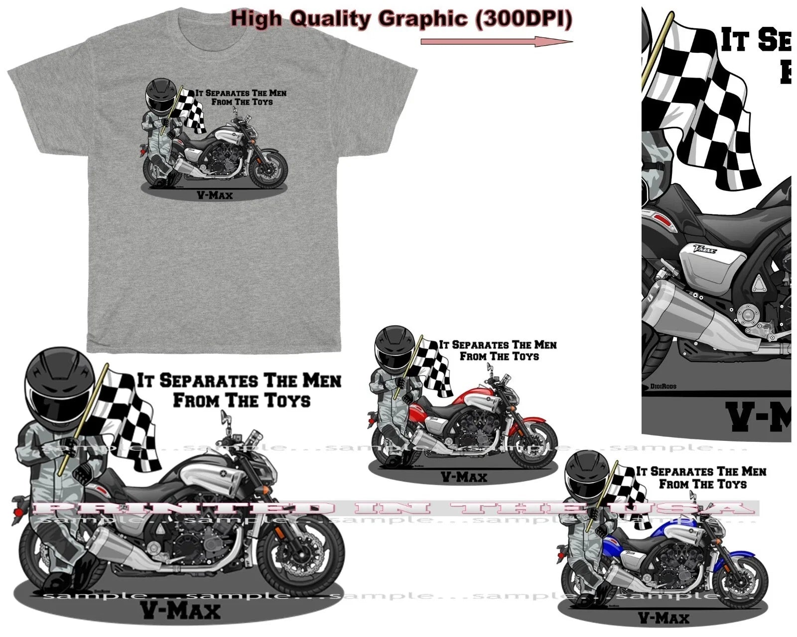Yamaha V Max V-Max Motorcycle Racing Biker Toys DigiRods Cartoon Gray T Shirt Unisex T-shirt, Sweatshirt, Hoodie, Long Sleeve Tee - T-Shirt, Sweatshirt, Hoodie