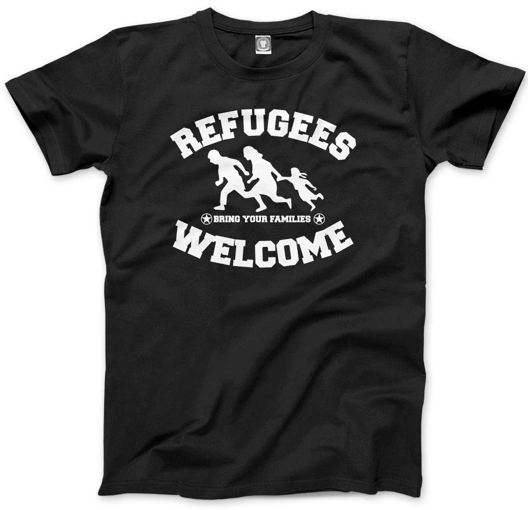Refugees Welcome  Mens Unisex T-Shirt Unisex T-shirt, Sweatshirt, Hoodie, Long Sleeve Tee - T-Shirt, Sweatshirt, Hoodie