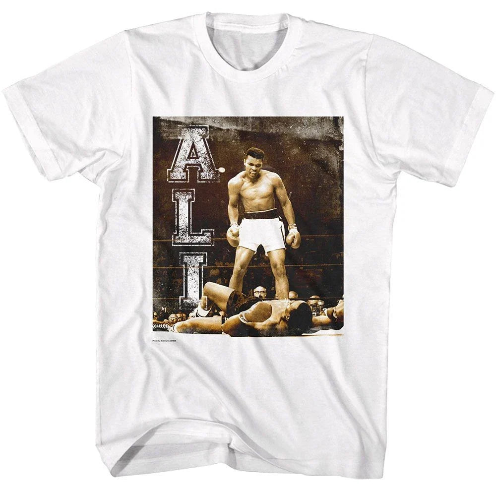 Muhammad Ali - Grunge Ko Vertical Text - American Classics - Solid White Adult S Unisex T-shirt, Sweatshirt, Hoodie, Long Sleeve Tee - T-Shirt, Sweatshirt, Hoodie