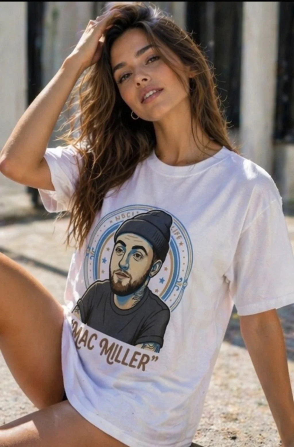 Portrait Illustration T-Shirt | Beanie Graphic, Retro Script Unisex T-shirt, Sweatshirt, Hoodie, Long Sleeve Tee - T-Shirt, Sweatshirt, Hoodie