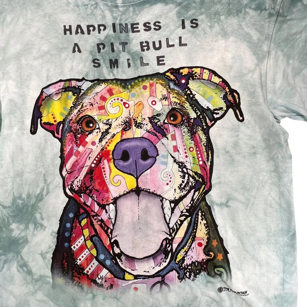 The Mountain Pit Bull Smile Graphic T Shirt Size L Tie Dye Artistic Colorful Unisex T-shirt, Sweatshirt, Hoodie, Long Sleeve Tee - T-Shirt, Sweatshirt, Hoodie