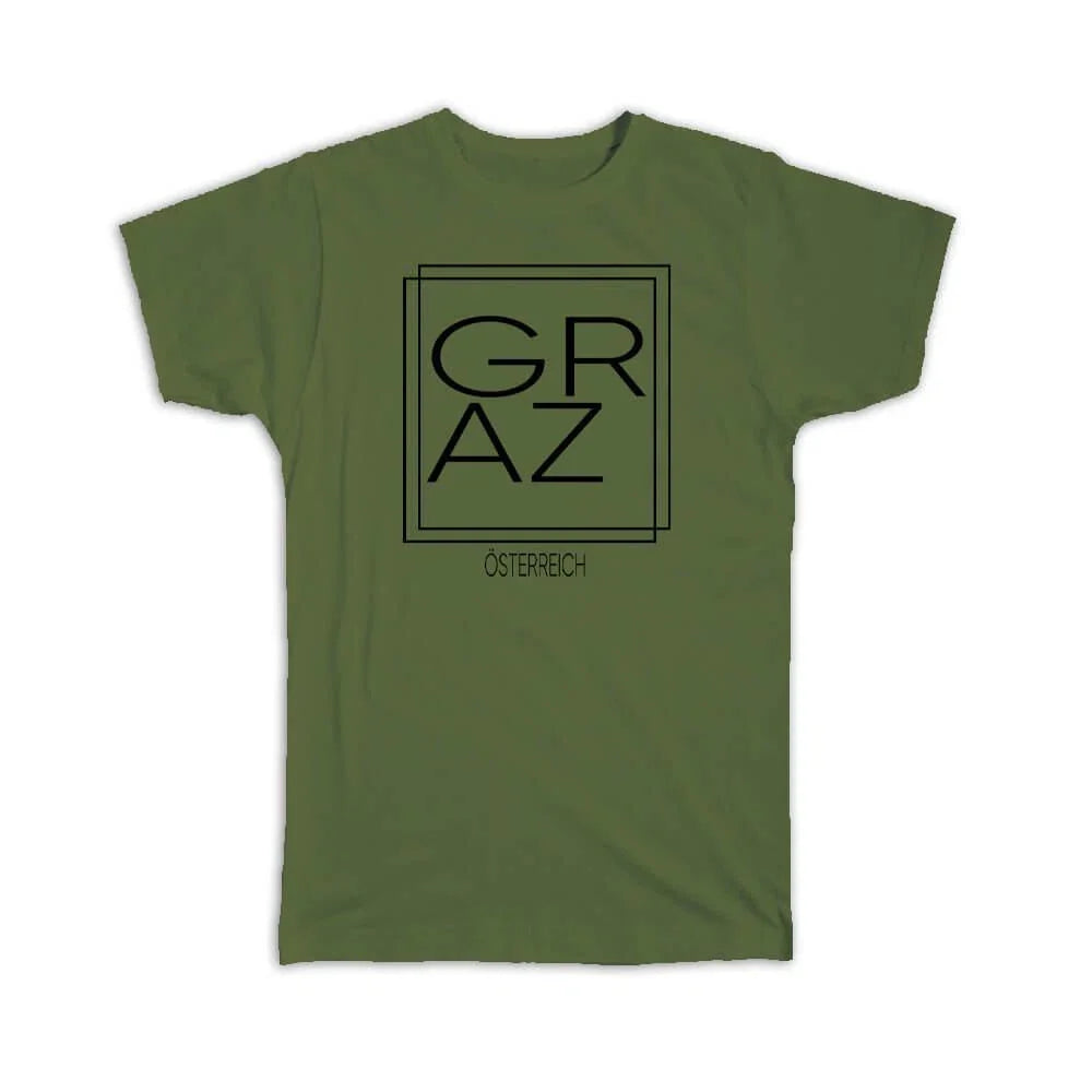 Gift T-Shirt : GRAZ Austria Square Modern Minimalist Font Unisex T-shirt, Sweatshirt, Hoodie, Long Sleeve Tee - T-Shirt, Sweatshirt, Hoodie