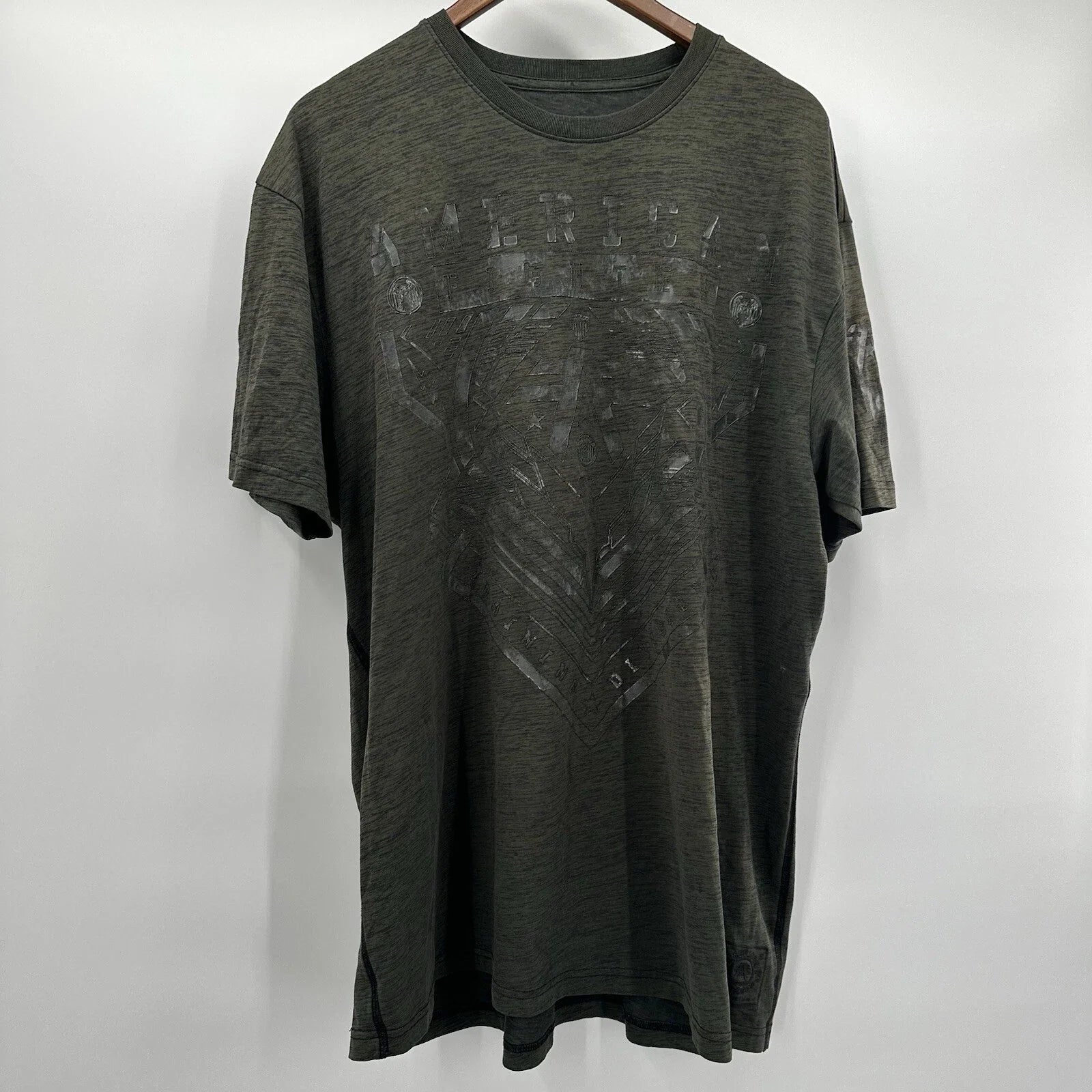 American Fighter Tee Shirt Top Mens 3X Green Grunge y2k Biker Crew Unisex T-shirt, Sweatshirt, Hoodie, Long Sleeve Tee - T-Shirt, Sweatshirt, Hoodie