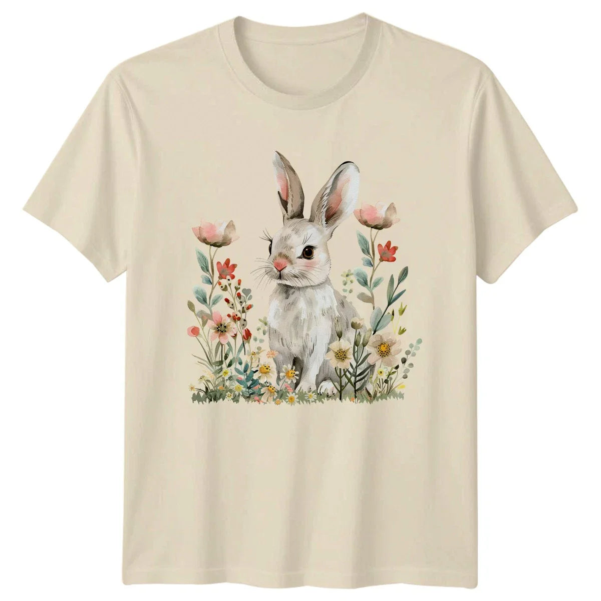 Watercolor Cute Rabbit Bunny In Womens T-Shirt Wildflowers Easter Gift For Her Unisex T-shirt, Sweatshirt, Hoodie, Long Sleeve Tee - T-Shirt, Sweatshirt, Hoodie