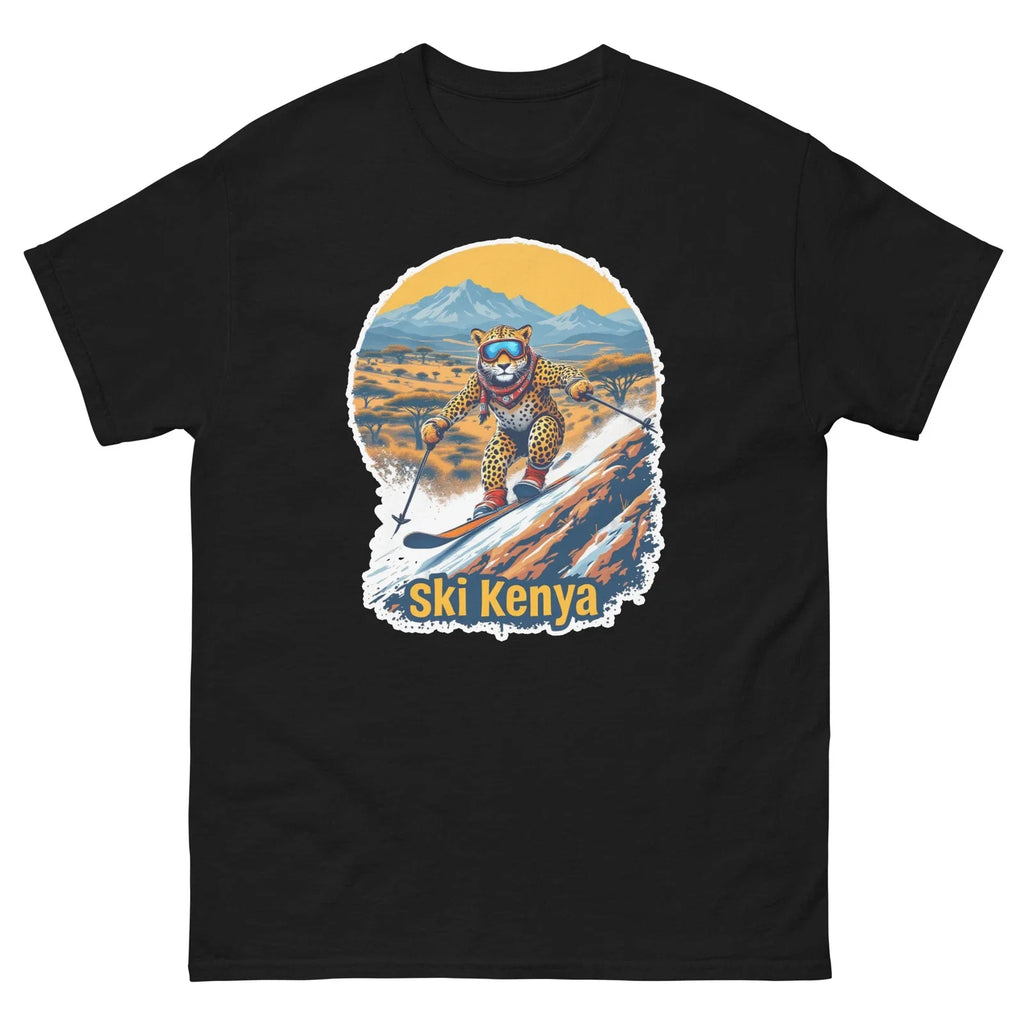 Ski Kenya Leopard Cute Animal Skiing T-Shirt Unisex T-shirt, Sweatshirt, Hoodie, Long Sleeve Tee - T-Shirt, Sweatshirt, Hoodie