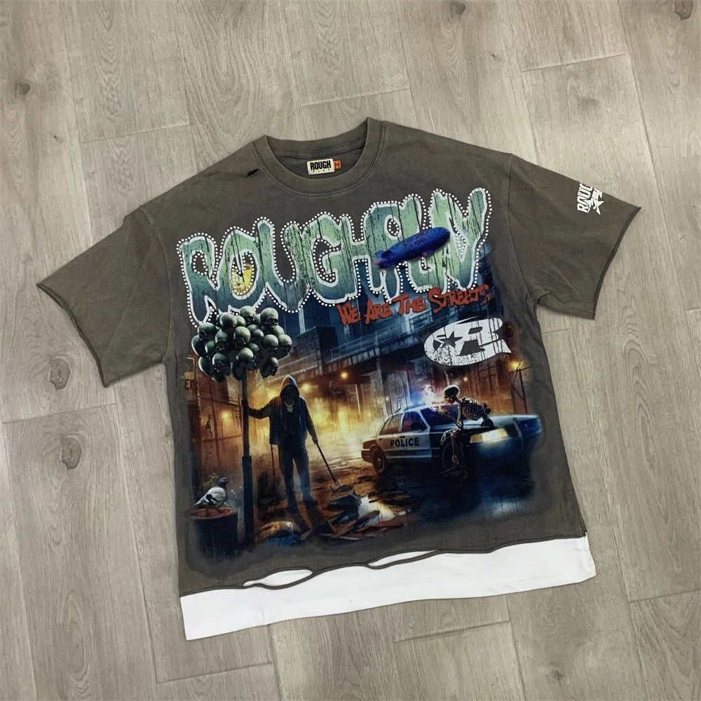 RoughPlay Washed Grey Vintage Retro T-Shirt Unisex T-shirt, Sweatshirt, Hoodie, Long Sleeve Tee - T-Shirt, Sweatshirt, Hoodie