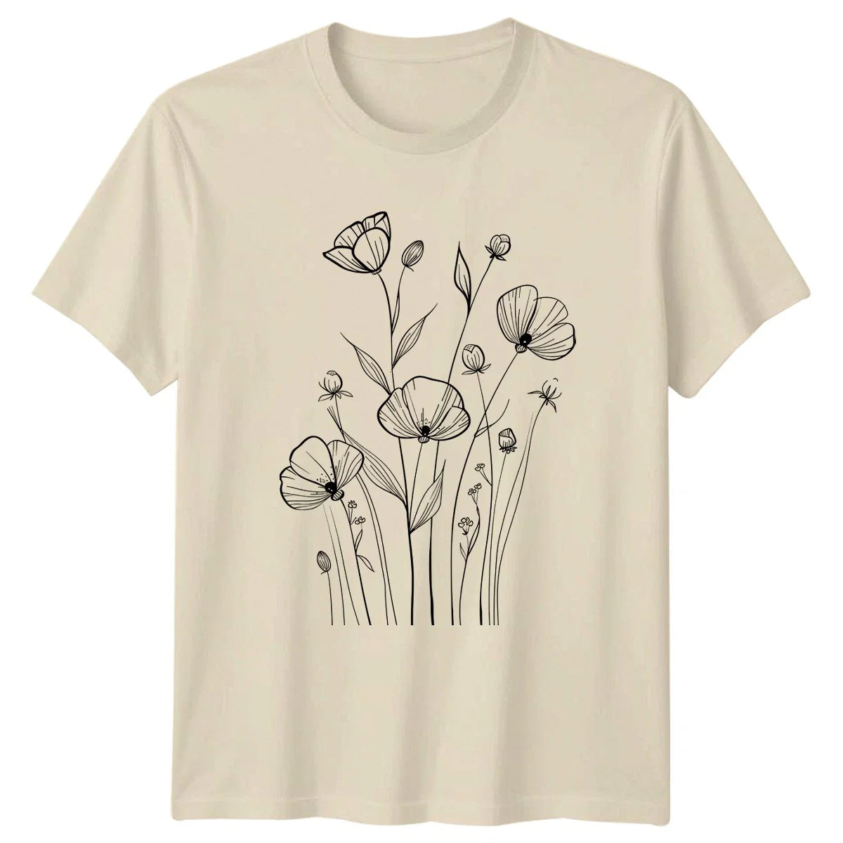 Delicate Hand Drawn Wildflower Garden Women T-Shirt Botanical Nature Mothers Day Unisex T-shirt, Sweatshirt, Hoodie, Long Sleeve Tee - T-Shirt, Sweatshirt, Hoodie