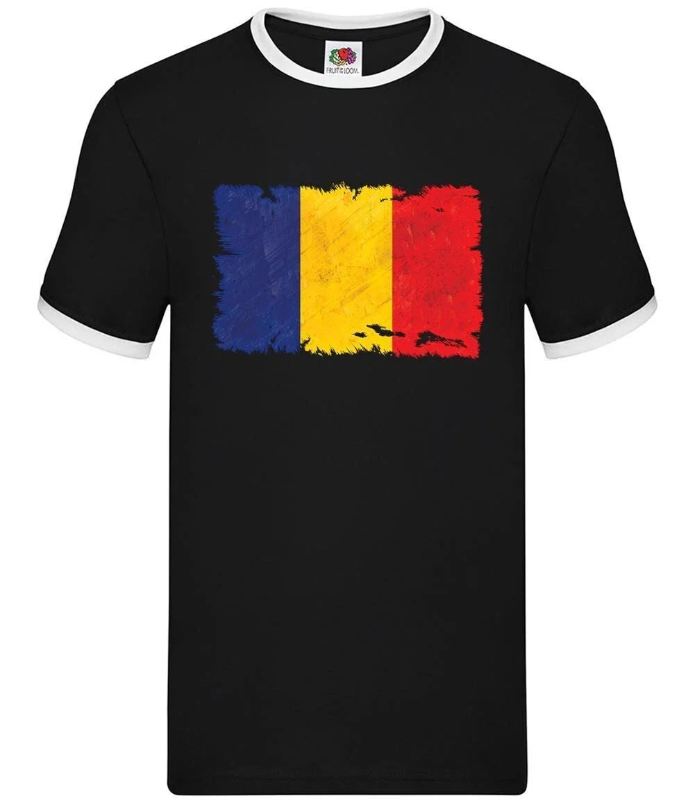 Romania Grunge Flag - Mens Ringer - Romanian Flag Flags Bucharest Unisex T-shirt, Sweatshirt, Hoodie, Long Sleeve Tee - T-Shirt, Sweatshirt, Hoodie