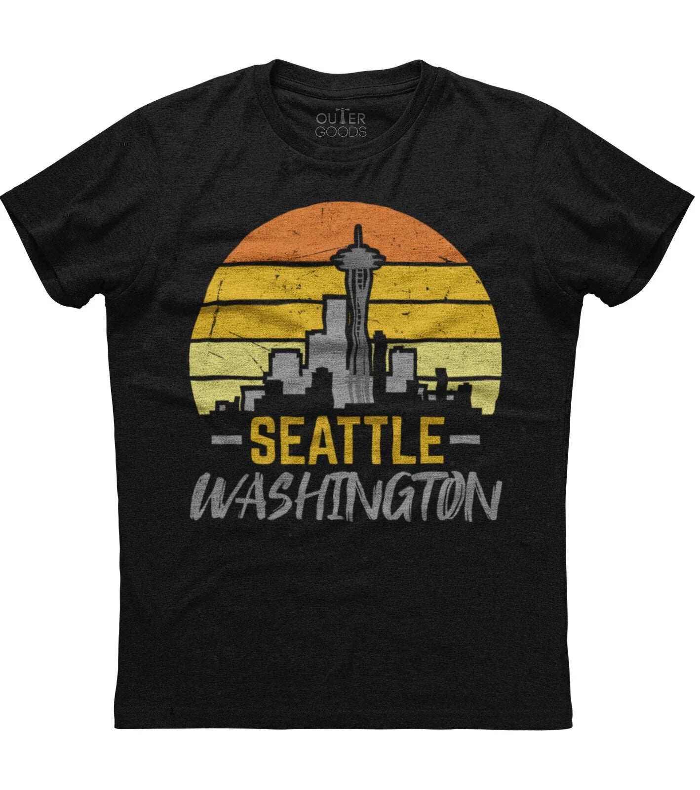 Seattle Washington WA Skyline Souvenir Mens Short Sleeve Cotton Black T-shirt Unisex T-shirt, Sweatshirt, Hoodie, Long Sleeve Tee - T-Shirt, Sweatshirt, Hoodie