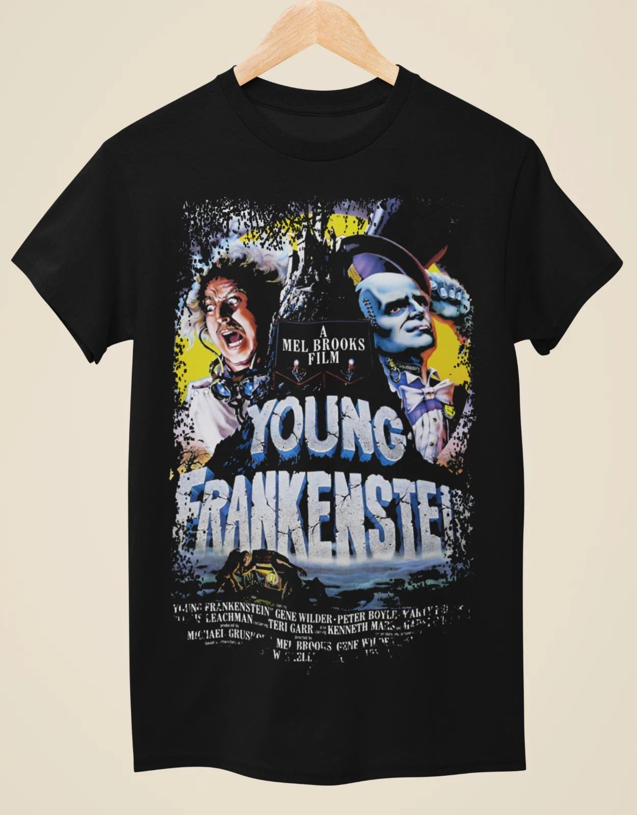 Young Frankenstein - Movie Poster Inspired Unisex Black T-Shirt Unisex T-shirt, Sweatshirt, Hoodie, Long Sleeve Tee - T-Shirt, Sweatshirt, Hoodie