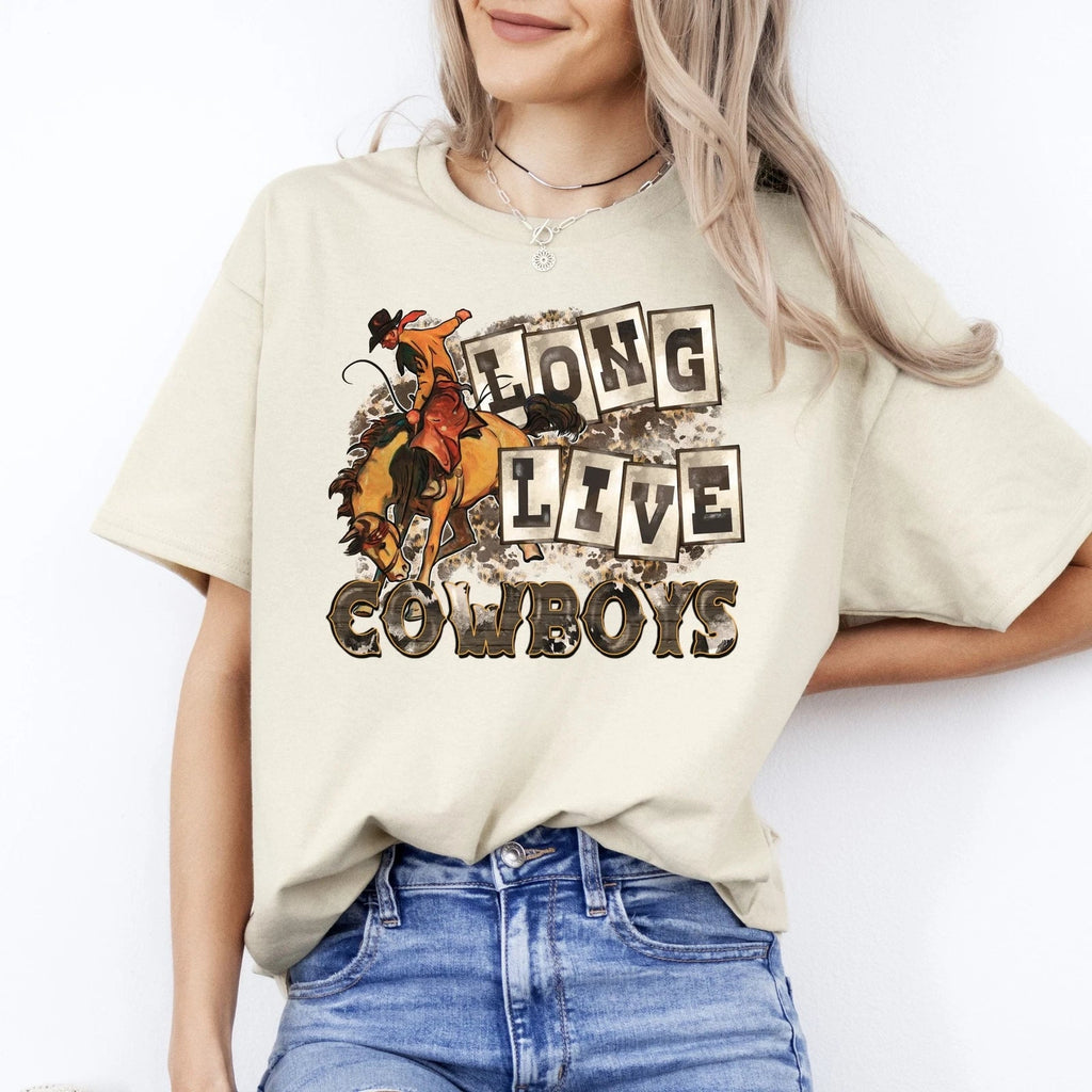 Long live cowboys T-Shirt gift Trendy Western horse cowboy Unisex Tee Sand White Unisex T-shirt, Sweatshirt, Hoodie, Long Sleeve Tee - T-Shirt, Sweatshirt, Hoodie
