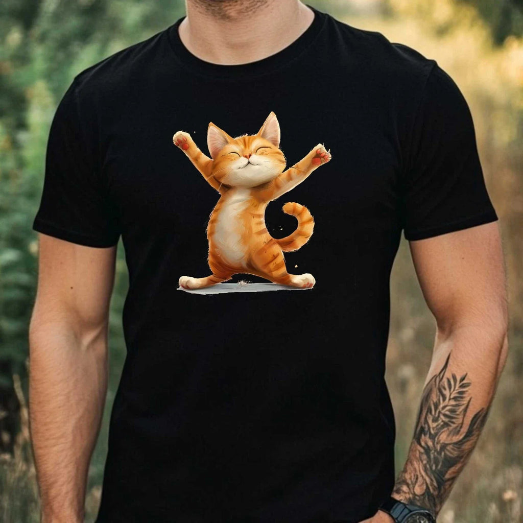 Mens Yoga Cat Print Cotton T-Shirt Size XS to 5XL Unisex T-shirt, Sweatshirt, Hoodie, Long Sleeve Tee - T-Shirt, Sweatshirt, Hoodie
