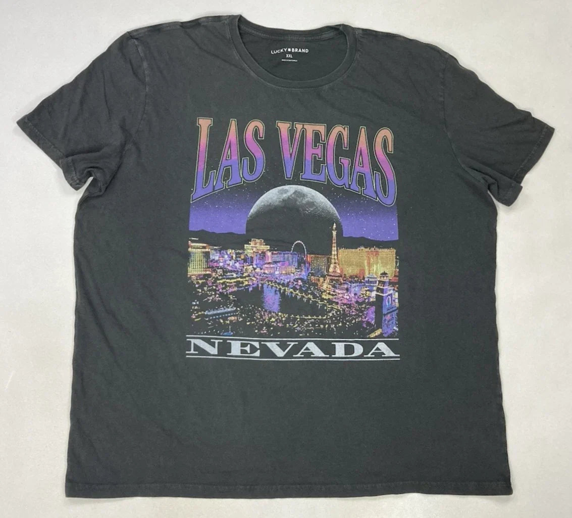 Lucky Brand Las Vegas Nevada Graphic T-shirt Men XXL Gray Short Sleeve Unisex T-shirt, Sweatshirt, Hoodie, Long Sleeve Tee - T-Shirt, Sweatshirt, Hoodie