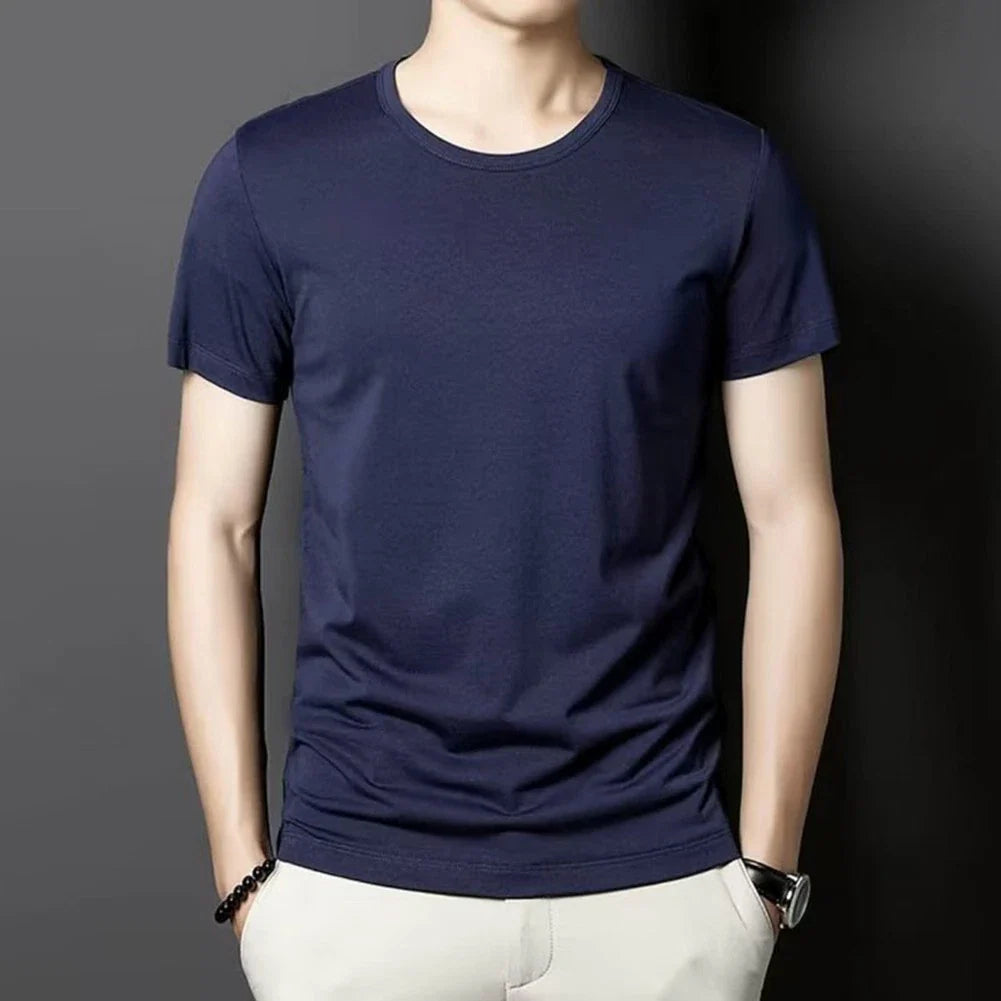 Men's Casual Solid Color Short Sleeve Tees Trendy Pullover Round Neck Bottoming Unisex T-shirt, Sweatshirt, Hoodie, Long Sleeve Tee - T-Shirt, Sweatshirt, Hoodie