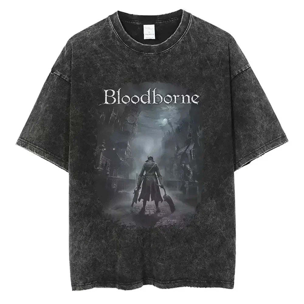 Bloodborne T-Shirt Graphic Print Washed Cotton Tees Unisex T-shirt, Sweatshirt, Hoodie, Long Sleeve Tee - T-Shirt, Sweatshirt, Hoodie