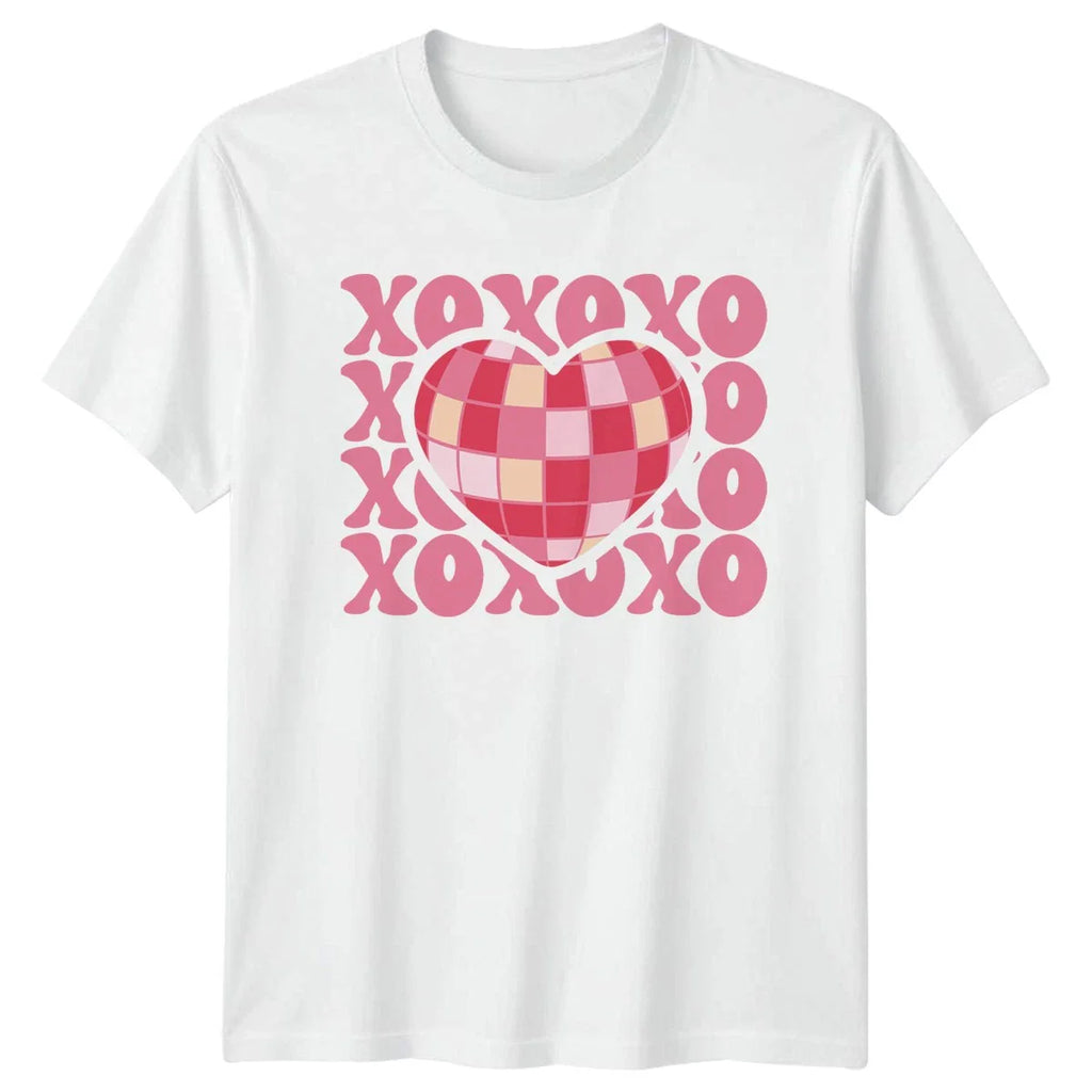 Xoxo Groovy Disco Heart Womens T-Shirt Disco Party Aesthetic Unisex T-shirt, Sweatshirt, Hoodie, Long Sleeve Tee - T-Shirt, Sweatshirt, Hoodie