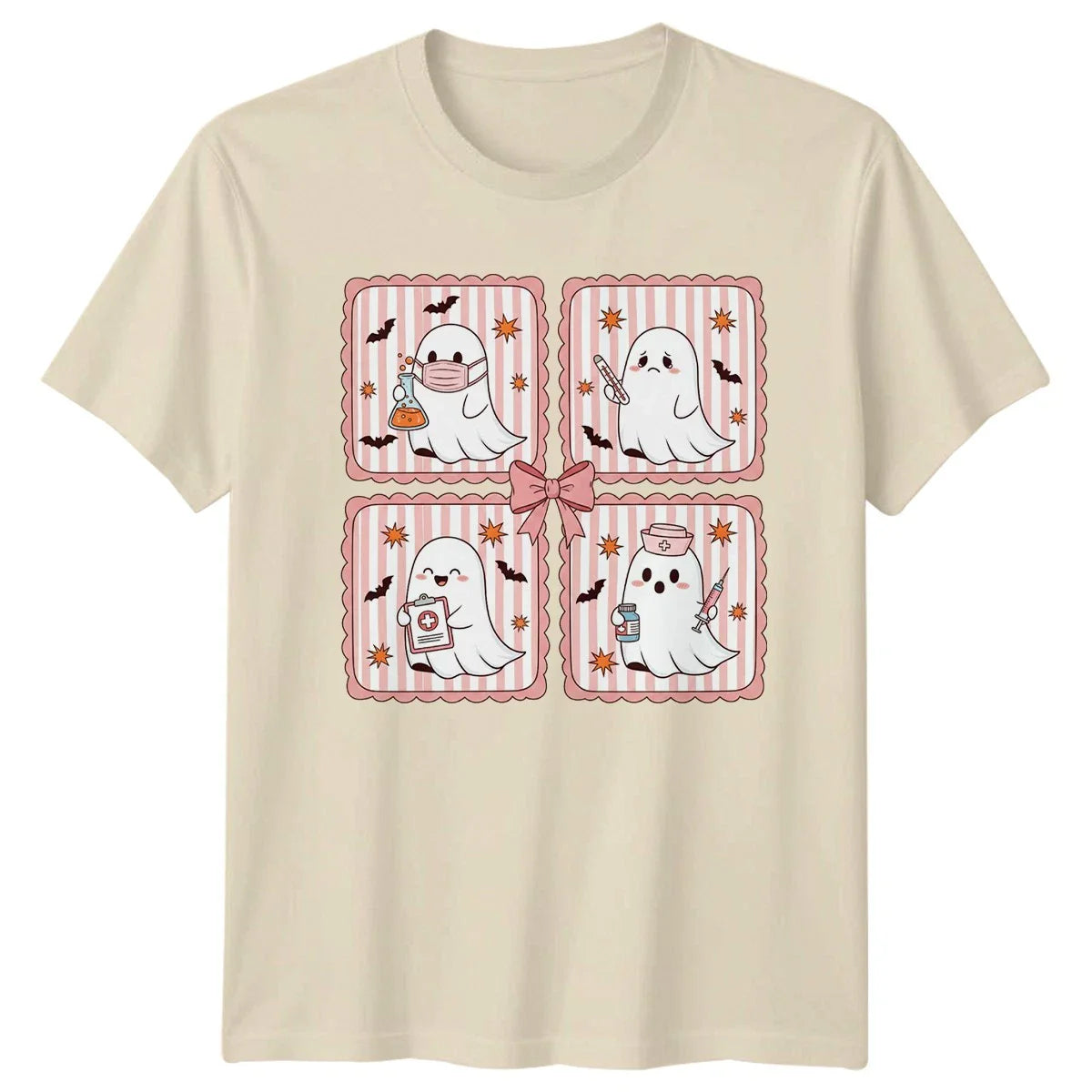 Cute Pastel Ghost Nurse Womens T-Shirt Halloween Nursing Halloween Gift For Her Unisex T-shirt, Sweatshirt, Hoodie, Long Sleeve Tee - T-Shirt, Sweatshirt, Hoodie